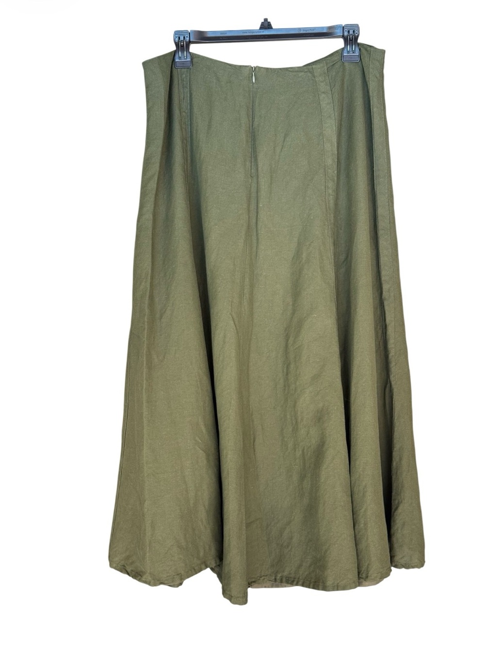 David N Olive Green Linen Blend A-Line Maxi Skirt Size 14 - Picture 3 of 3
